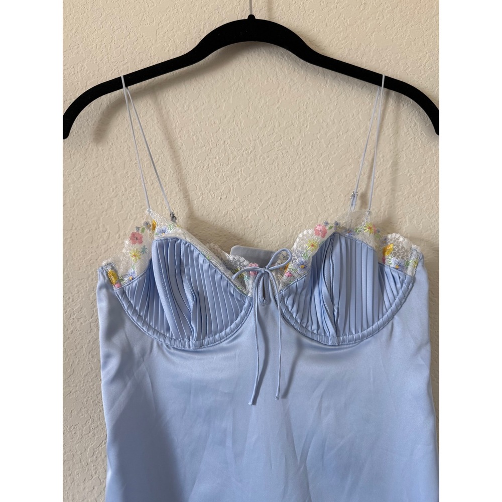 For Love & Lemons Paloma Slip Dress Baby Blue Lace Mini Dress Size M Fairycore - Picture 4 of 7